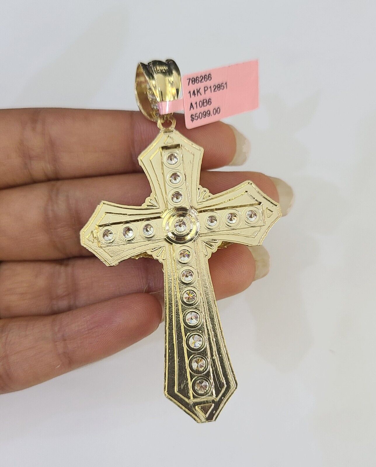 Real 14k Rope Chain Jesus Cross Charm Yellow Gold Set 5mm 20" - 30" Necklace - GoldenlinQ